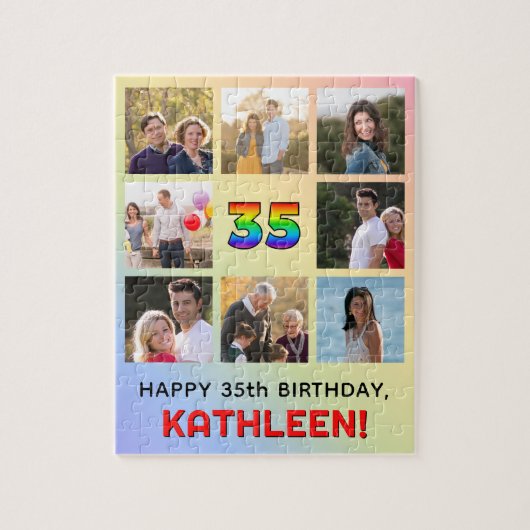 35e verjaardag: Leuke regenboog #, Aangepaste naam Legpuzzel (Verticaal)