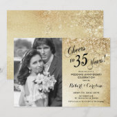 35e verjaardag met foto - Goud Kaart (Voorkant / Achterkant)