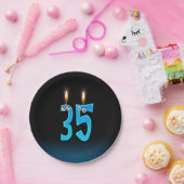 35e verjaardag met verlichte kaars nummers papieren bordje (Feest)