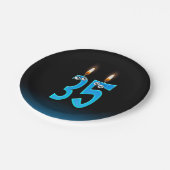 35e verjaardag met verlichte kaars nummers papieren bordje (Gekanteld)