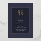 35e Verjaardag minimaal Elegant Donkergoud Lijst Folie Uitnodiging (Voorkant)