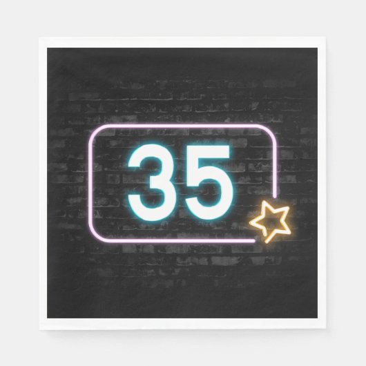 35e verjaardag Neon Sign On Brick Servet (Voorkant)