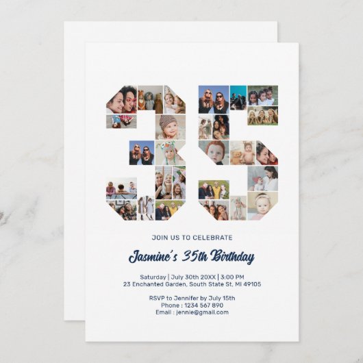 35e verjaardag nummer 35 aangepaste fotocollage kaart (Voorkant / Achterkant)