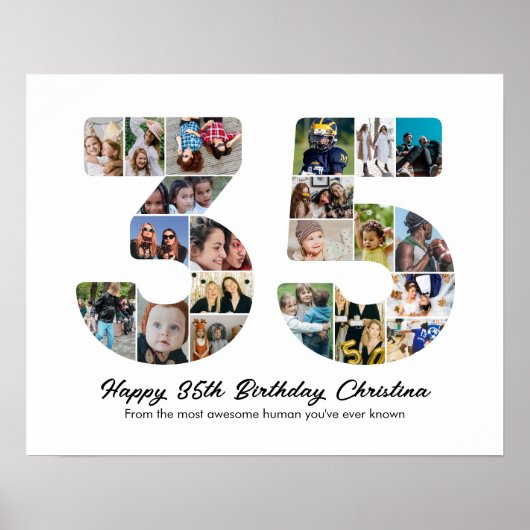 35e Verjaardag Nummer 35 Fotocollage Jubileum Poster (Voorkant)