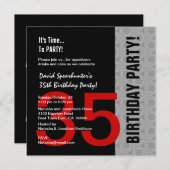 35e verjaardag of een jaar rood zilver zwart C846d Kaart (Voorkant / Achterkant)