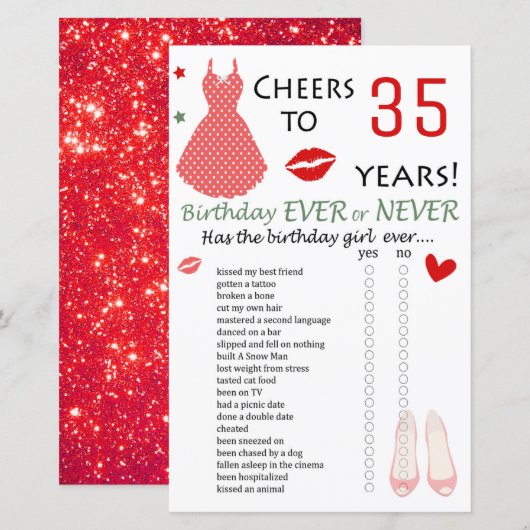 35e verjaardag ooit of nooit (Voorkant / Achterkant)