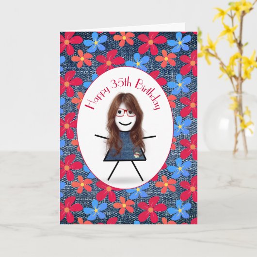 35e verjaardag op Denemarken Kaart (Gele Bloem)