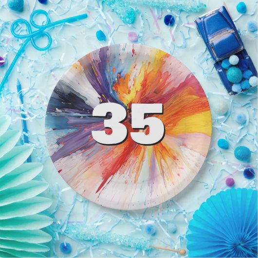 35e verjaardag Paint Blast Papieren Bordje (Feest)