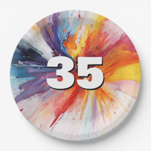 35e verjaardag Paint Blast Papieren Bordje