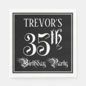 35e verjaardag Partij — Fancy Manuscript + de Naam Servet (Voorkant)