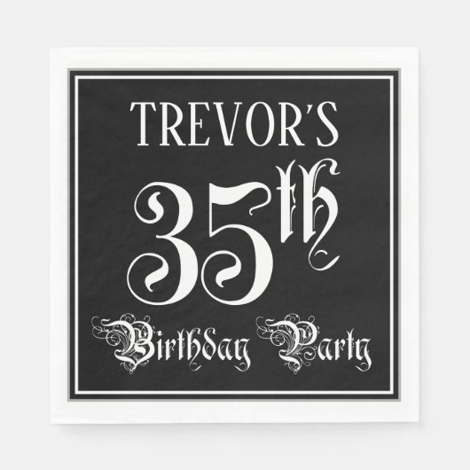 35e verjaardag Partij — Fancy Manuscript + de Naam Servet (Voorkant)
