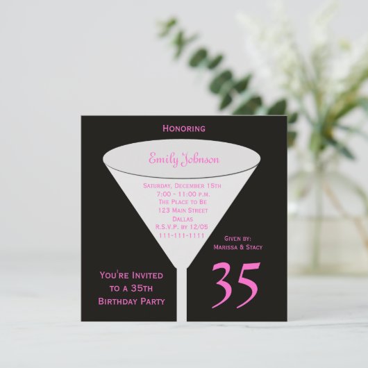 35e verjaardag Party uitnodiging 35e Toast (Staand voorkant)