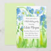 35e verjaardag Party uitnodiging Blauwe Wildbloeme (Voorkant / Achterkant)