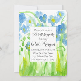 35e verjaardag Party uitnodiging Blauwe Wildbloeme