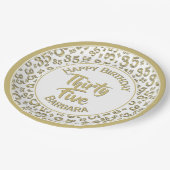 35e verjaardag Patroon Gold/wit partijnummer Papieren Bordje (Gekanteld)