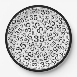 35e verjaardag Random Number Pattern Black/White Papieren Bordje