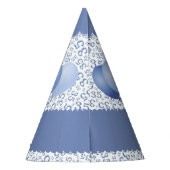 35e verjaardag Random Number Pattern Blue/White Feesthoedjes (Achterkant)