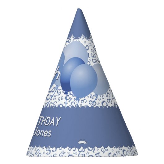 35e verjaardag Random Number Pattern Blue/White Feesthoedjes (Rechts)