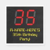 35e verjaardag: Red Digital Clock Style "35" + naa Servet (Voorkant)