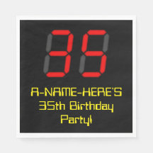 35e verjaardag: Red Digital Clock Style "35" + naa