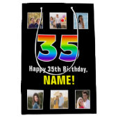 35e verjaardag: Regenboog "35", aangepaste foto's  Medium Cadeauzakje (Voorkant)