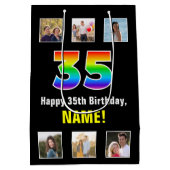 35e verjaardag: Regenboog "35", aangepaste foto's  Medium Cadeauzakje (Achterkant)