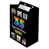 35e verjaardag: Regenboog "35", aangepaste foto's  Medium Cadeauzakje (Achterkant Gekanteld)