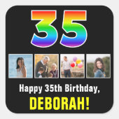 35e verjaardag: Regenboog "35"; Aangepaste Foto's  Vierkante Sticker (Voorkant)