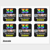 35e verjaardag: Regenboog "35"; Aangepaste Foto's  Vierkante Sticker (Vel)
