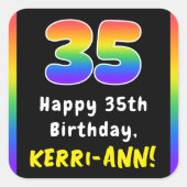 35e verjaardag: Regenboogspectrum # 35, Aangepaste Vierkante Sticker (Voorkant)