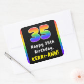 35e verjaardag: Regenboogspectrum # 35, Aangepaste Vierkante Sticker (Envelop)