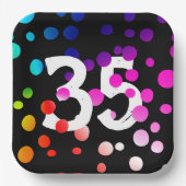 35e verjaardag RegenboogStippen op zwart Papieren Bordje (Voorkant)