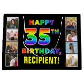 35e Verjaardag: Regenboogtekst, Aangepaste foto's  Groot Cadeauzakje (Voorkant)