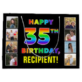 35e Verjaardag: Regenboogtekst, Aangepaste foto's  Groot Cadeauzakje (Achterkant)