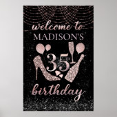35e verjaardag Roos Gold en zwarte glitter - Aange Poster (Voorkant)