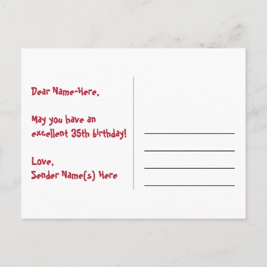 35e verjaardag: roze strepen & harten, regenboog 3 briefkaart (Achterkant)