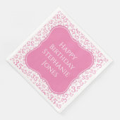 35e verjaardag roze/witte beugel nummer patroon servet (Hoek)