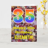 35e verjaardag; rustieke herfstbladeren; regenboog kaart (Gele Bloem)