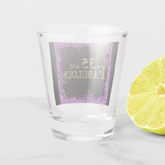 35e verjaardag shot glas (Achterkant)