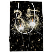 35e verjaardag Sparklers op zwart met sterren Medium Cadeauzakje (Voorkant)