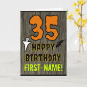 35e verjaardag: Spooky Halloween Thema, aangepaste Kaart (Gele Bloem)