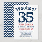 35e verjaardag uitnodiging Mannen marine Blue (Voorkant / Achterkant)