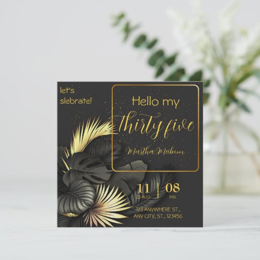 35e verjaardag. Uitnodiging voor verjaardag van le (Staand voorkant)