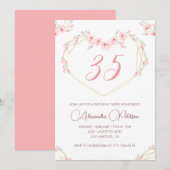 35e verjaardag uitnodigingen Boho Floral Elegant (Voorkant / Achterkant)