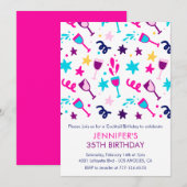 35e verjaardag uitnodigingen Cocktail Modern Pink (Voorkant / Achterkant)