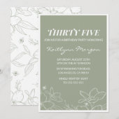 35e verjaardag uitnodigingen Elegant Floral (Voorkant / Achterkant)