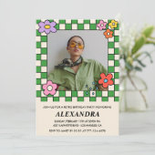 35e verjaardag uitnodigingen Retro Groovy Bloemen (Staand voorkant)