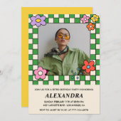 35e verjaardag uitnodigingen Retro Groovy Bloemen (Voorkant / Achterkant)