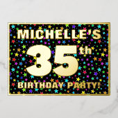 35e verjaardag van de Vreugde - Fun, kleurrijk ste Folie Uitnodiging (Voorkant)