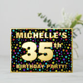 35e verjaardag van de Vreugde - Fun, kleurrijk ste Folie Uitnodiging (Staand Voorkant)